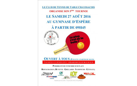 5ème édition du tournoi du TTCrayssacois