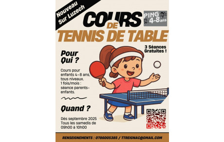 Le TT Reignac s’agrandit : une nouvelle antenne à Luzech dès septembre !